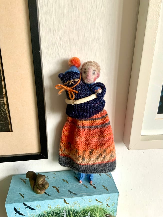 Circus cat and lady ~ ooak ~ folk art doll