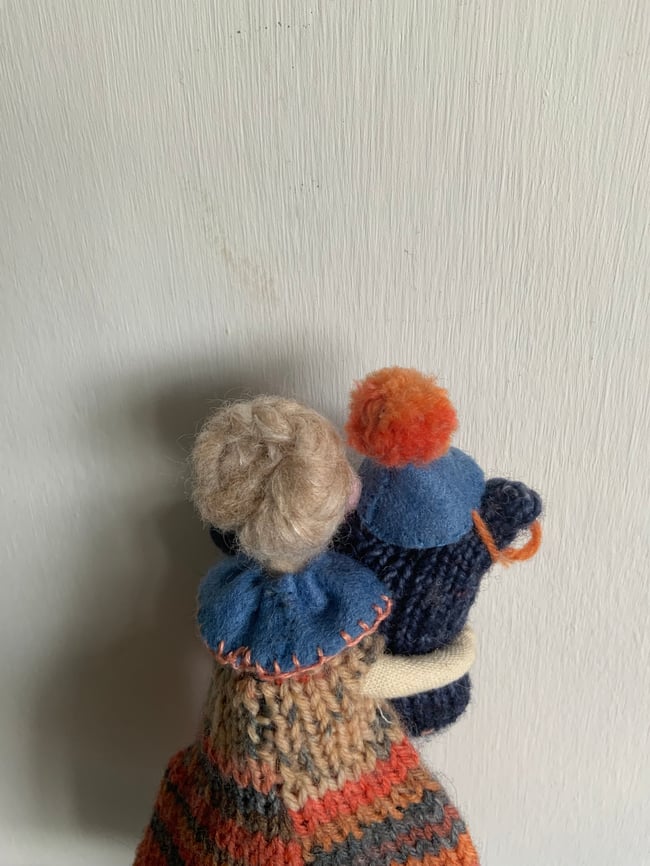 Circus cat and lady ~ ooak ~ folk art doll