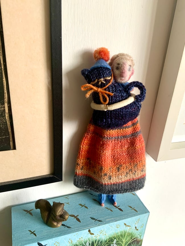 Circus cat and lady ~ ooak ~ folk art doll