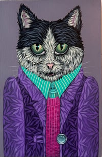 Image 2 of ORIGINAL-"Dapper Cats-Marvin (tuxedo w/purple jacket)"