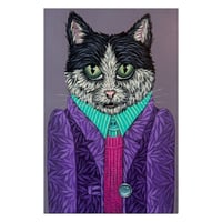 Image 1 of ORIGINAL-"Dapper Cats-Marvin (tuxedo w/purple jacket)"