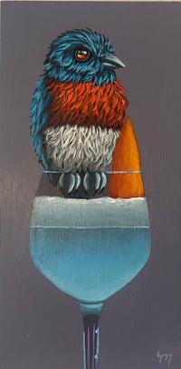 Image 2 of ORIGINAL-"Party Cocktail (Light blue w/bluebird)"