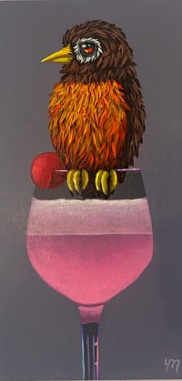 Image 2 of ORIGINAL-"Party Cocktail (Pink w/robin)"