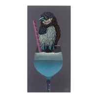 Image 1 of ORIGINAL-"Party Cocktail (Light blue w/sparrow)"