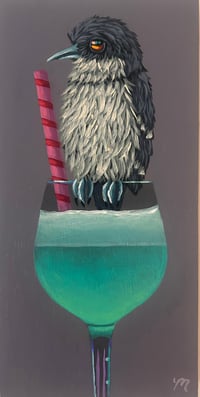 Image 2 of ORIGINAL-"Party Cocktail (Aqua w/mocking bird)"