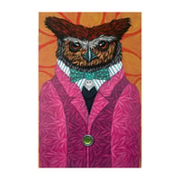 Image 1 of ORIGINAL-"Garden Portraits-Great Horned Owl (pink jacket)"