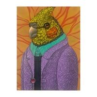 Image 1 of ORIGINAL-"Garden Portraits-Cockatiel (purple jacket)"