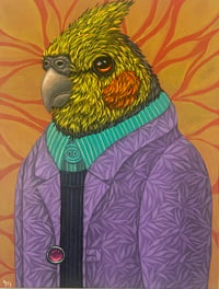 Image 2 of ORIGINAL-"Garden Portraits-Cockatiel (purple jacket)"