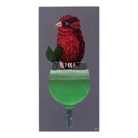 Image 1 of ORIGINAL-"Party Cocktail (Mint w/red finch)"
