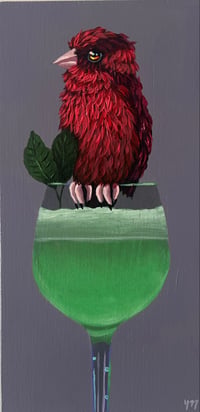 Image 2 of ORIGINAL-"Party Cocktail (Mint w/red finch)"
