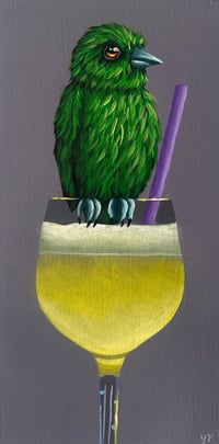 ORIGINAL-"Party Cocktail (Yellow w/green tanager)"