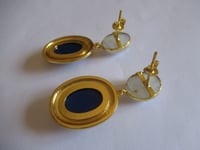 Image 5 of Kate Middleton Princess of Wales Inspired Replikate Lapis Lazuli & Moonstone Statement Earrings