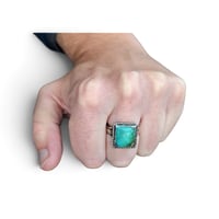 Image 5 of Vintage Square Turquoise Ring, c. 1960s