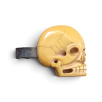 Image 1 of Vintage Carved Bone Skull Tie Clip, c. 1940s