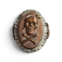 Image 1 of Vintage Grinning Skull w/ Dagger Ring, c. 1940s