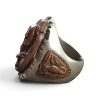 Image 2 of Vintage Grinning Skull w/ Dagger Ring, c. 1940s