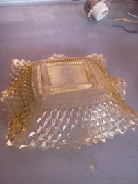 Image 1 of Vintage Indiana Glass Diamond Point Marigold Iridescent Square Candy Dish