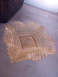 Image 2 of Vintage Indiana Glass Diamond Point Marigold Iridescent Square Candy Dish