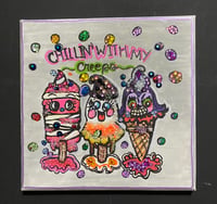 Image 1 of Halloween mixed media painting ice cream creeps
