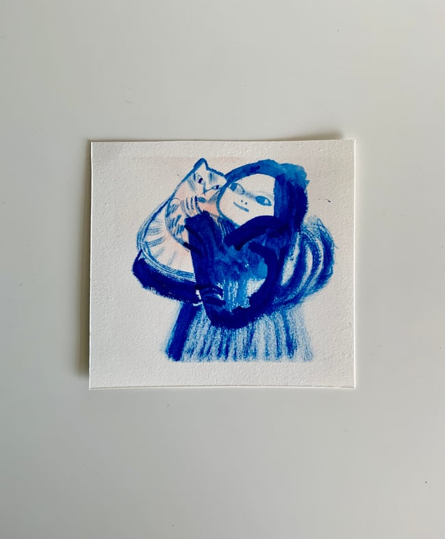 Blue cat ladies ~ original gouache sketches