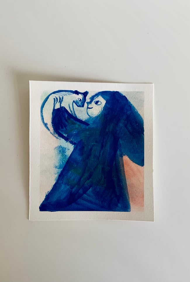 Blue cat ladies ~ original gouache sketches