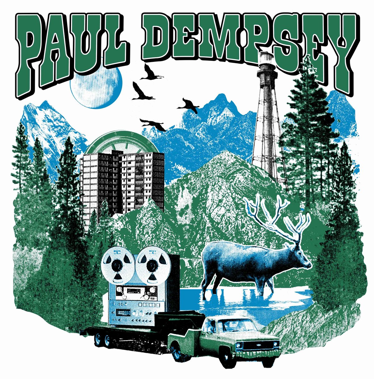Image of Paul Dempsey Shotgun Karaoke Vol II Tour tee on white