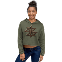 Image 1 of Women's Rusted z0star (Bella+Canvas) Crop Hoodie Green