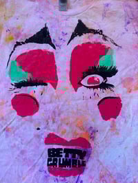 Image 2 of Grumble Face on T Shirt tie dye red, purple and orange (small)