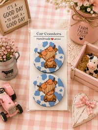 Miss Highland Cow Car Coasters
