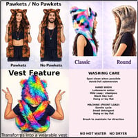 Image 10 of Faux Fur Bear Hood with Paws – Festival Rave Animal Hood Kandi Boho Pink - 103