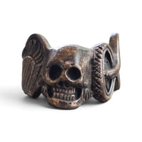 Image 1 of Vintage Winged Wheel Skull Ring, c. 1970s