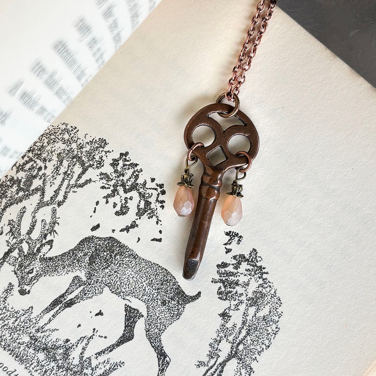Copper Sewing Machine Key Necklace