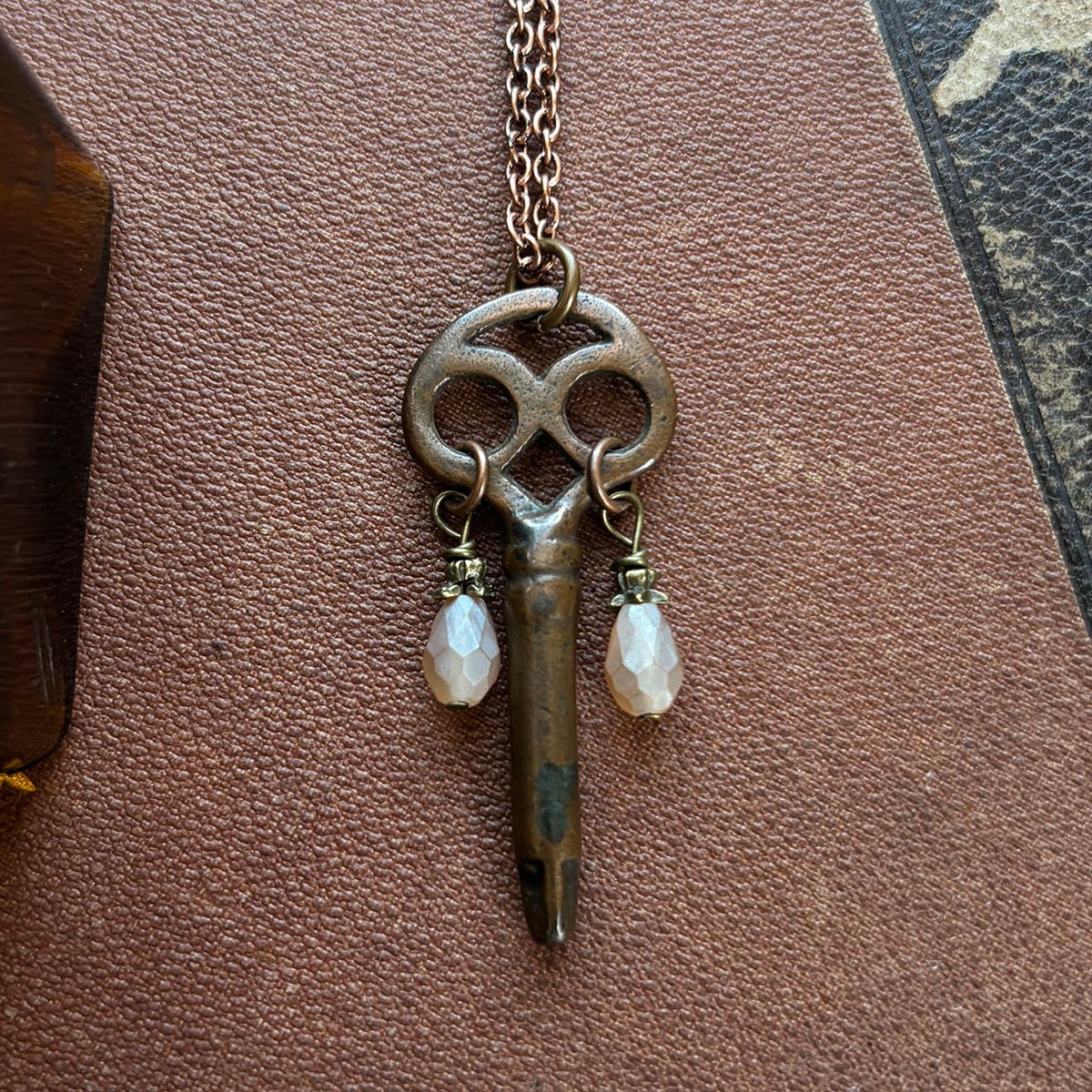 Copper Sewing Machine Key Necklace