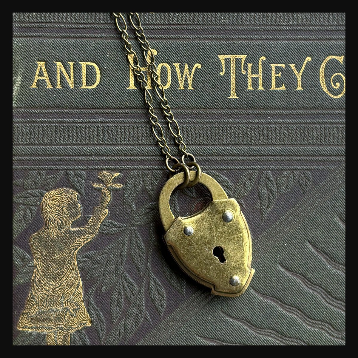 Tiny Vintage Brass Lock necklace