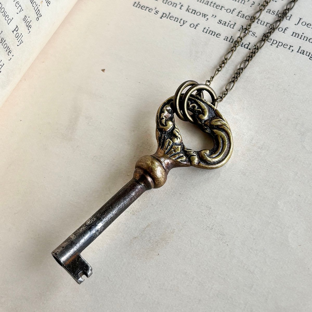 Rare Ornate Brass Key Necklace
