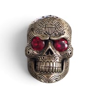 Image 1 of King Baby Skull Ring w/ Garnet Eyes, c. 2010