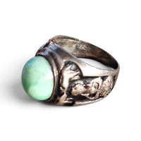 Image 1 of Antique Jade Stone Buddha Ring, c. 1930s