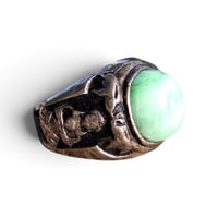 Image 3 of Antique Jade Stone Buddha Ring, c. 1930s