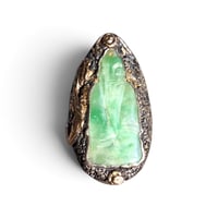 Image 1 of Antique Jade Buddha Figure Ring, c. 1920s