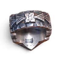 Image 2 of Vintage Crowned Aztec Chief Ring, c. 1940s