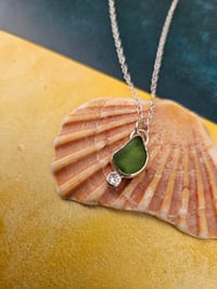 Image 4 of Ready to ship! Jewelled Cornish Seaglass Necklace - dark green 