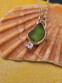 Image 6 of Ready to ship! Jewelled Cornish Seaglass Necklace - dark green 