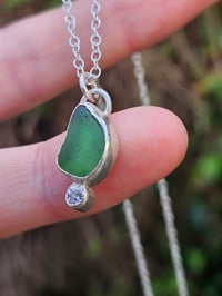 Image 2 of Ready to ship! Jewelled Cornish Seaglass Necklace - dark green 