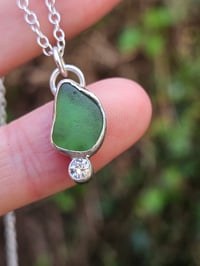 Image 8 of Ready to ship! Jewelled Cornish Seaglass Necklace - dark green 