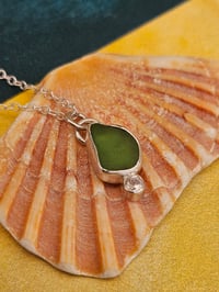 Image 9 of Ready to ship! Jewelled Cornish Seaglass Necklace - dark green 