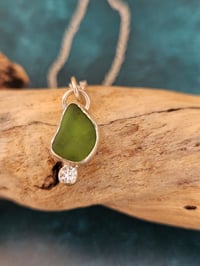Image 7 of Ready to ship! Jewelled Cornish Seaglass Necklace - dark green 
