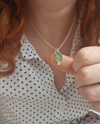 Image 11 of Ready to ship! Jewelled Cornish Seaglass Necklace - dark green 