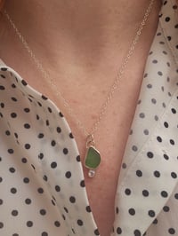 Image 13 of Ready to ship! Jewelled Cornish Seaglass Necklace - dark green 