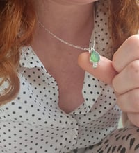 Image 1 of Ready to ship! Jewelled Cornish Seaglass Necklace - dark green 