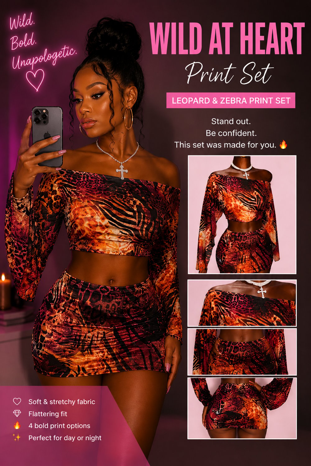 Image of Leopard and zebra print set 
